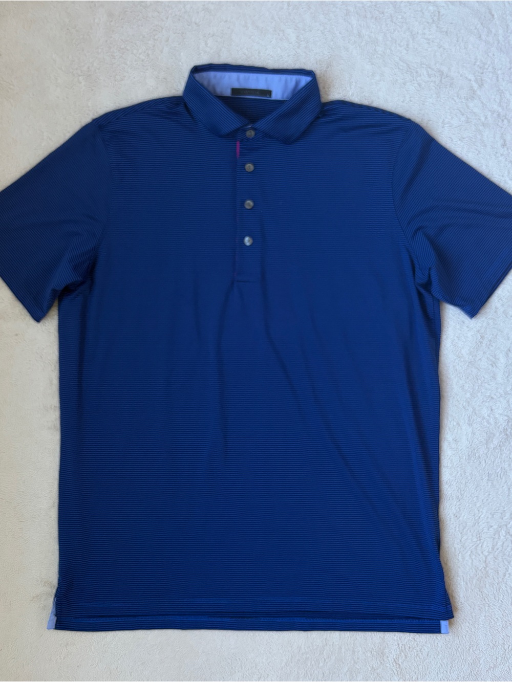 Grayson Blue Striped Performance Polo Shirt Men Size Large